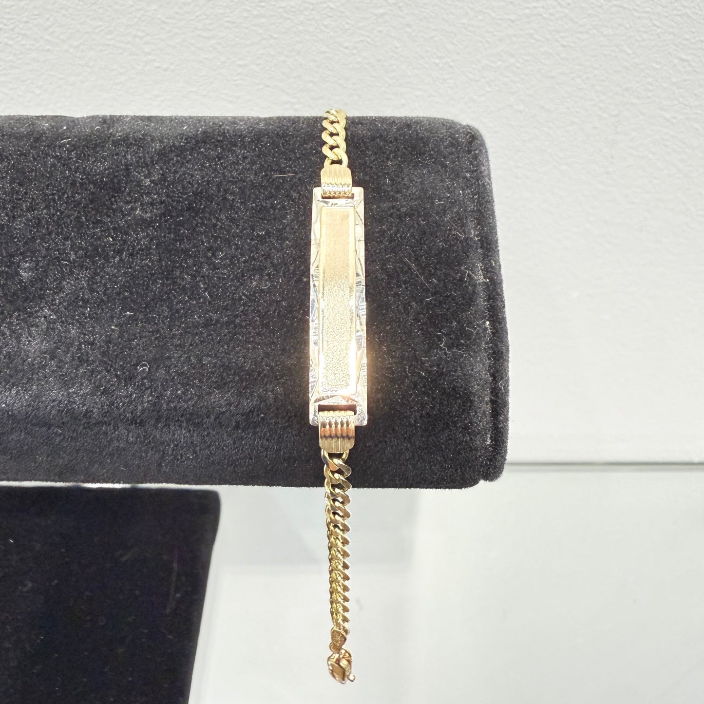 1097-NEW 14k Solid Cuban Curb Kids ID Bracelet (3mm) W. G
