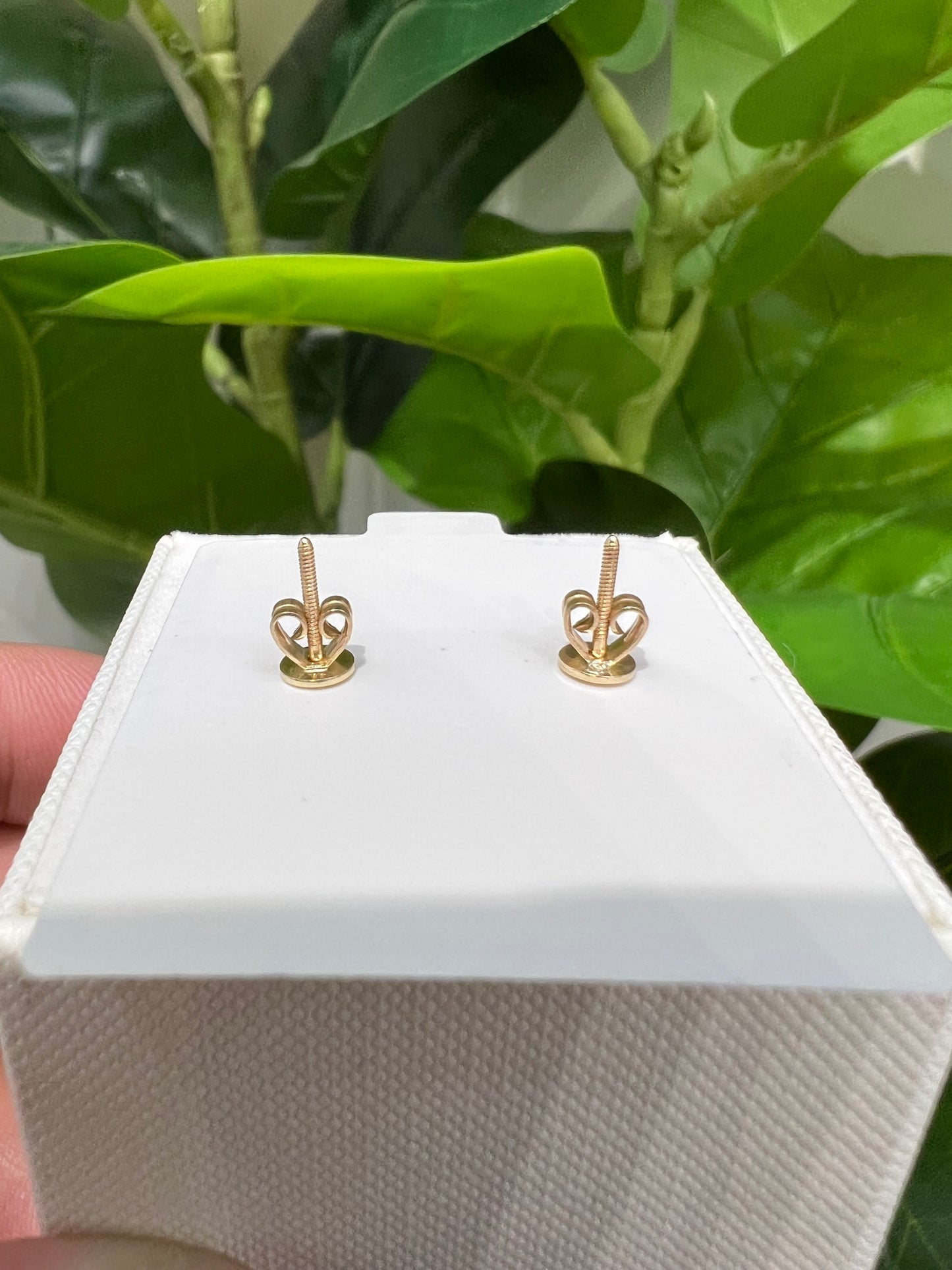 1365- NEW 14K Gold Square Full Cz Stud Earrings (10mm) W.G
