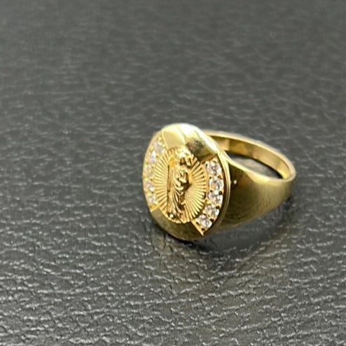 293- NEW 14K St. Jude w/ Cubic Zirconia Men's Ring W.G