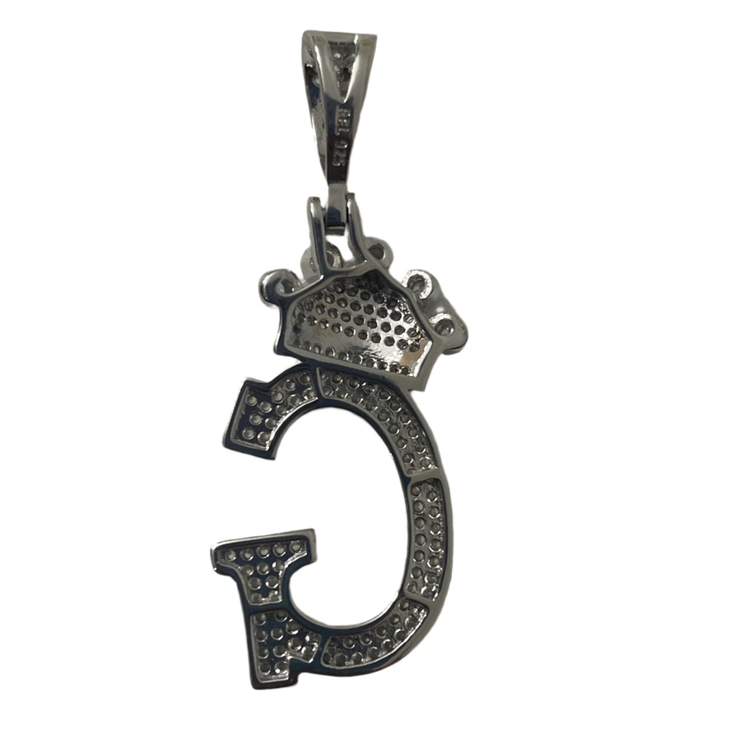 S731- NEW 925 Sterling Silver Crown On Top Letter G Pendant W.G
