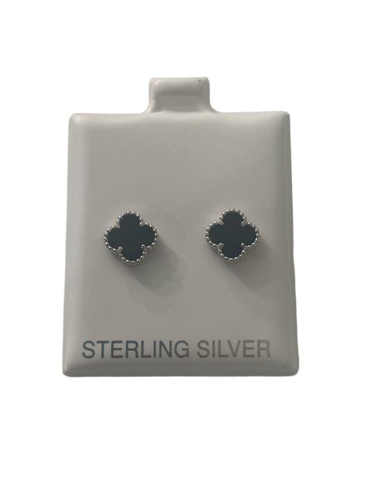S702-NEW 925 Sterling Silver Clover Stud (8MM).W.G