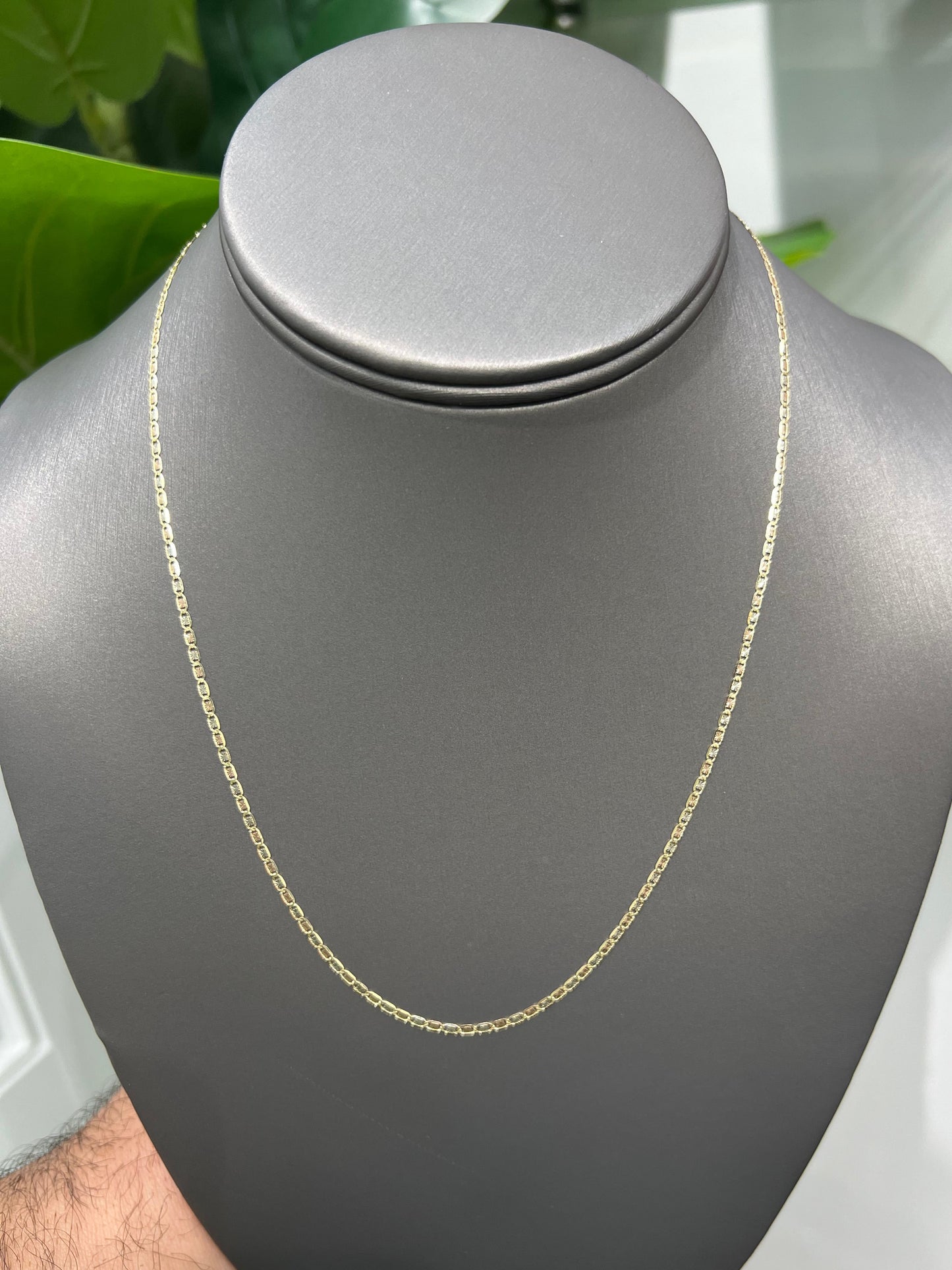 1396- NEW 14K Solid Valentino Tri- Tone Chain 18" (1.8mm) W.G