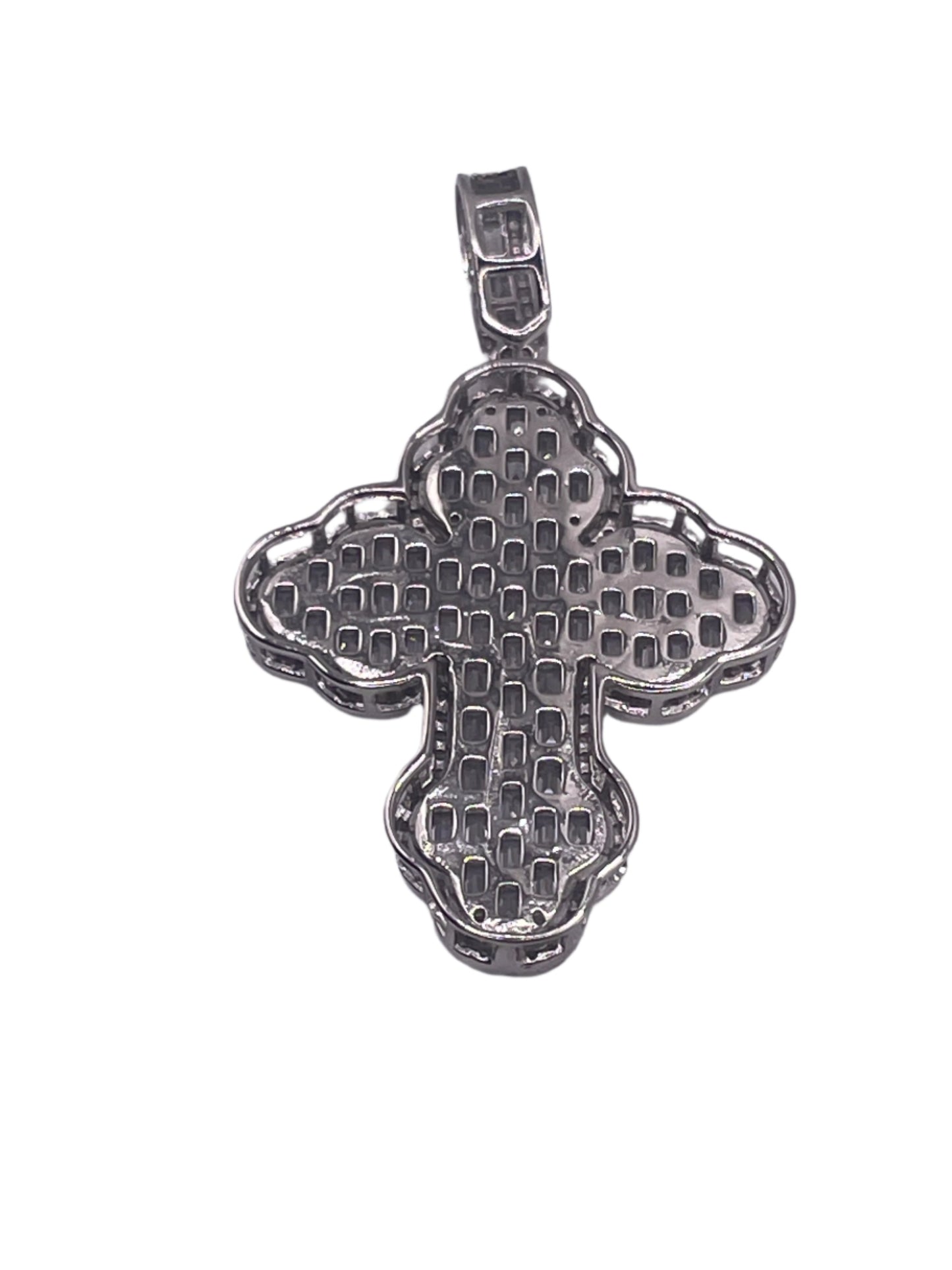 S550- NEW .925 Sterling Silver Full Cz Cross Pendant W.G