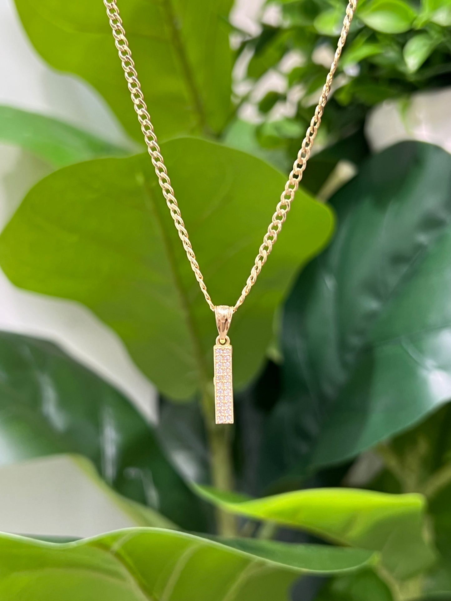 370- NEW 14K Letter “I” Gold Full Cz Pendant W.G