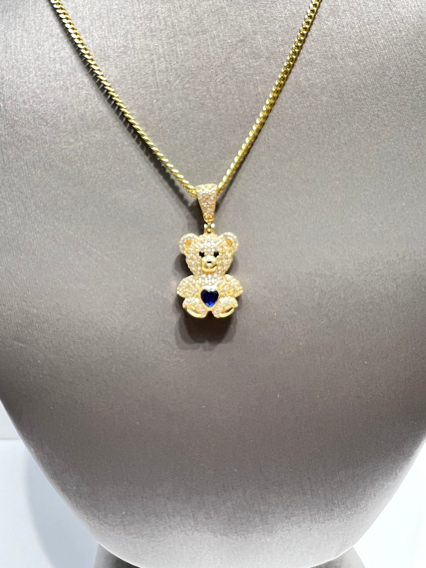 1215- NEW 14K Teddy Bear Gold Pendant W.G
