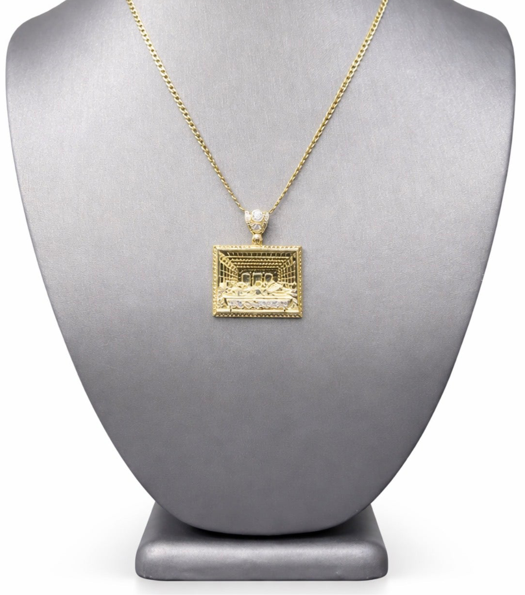 1320- NEW 10K Square The Last Supper Pendant W.G
