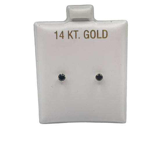 590- 14K Gold Screw Backing Back Small Black Cz Stone Stud Earrings (3mm) W.G