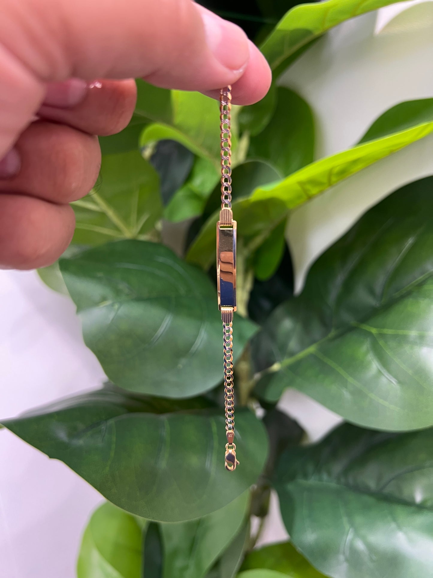 1298- NEW 14K Solid Cuban Curb ID Bracelet (3.2mm) W.G