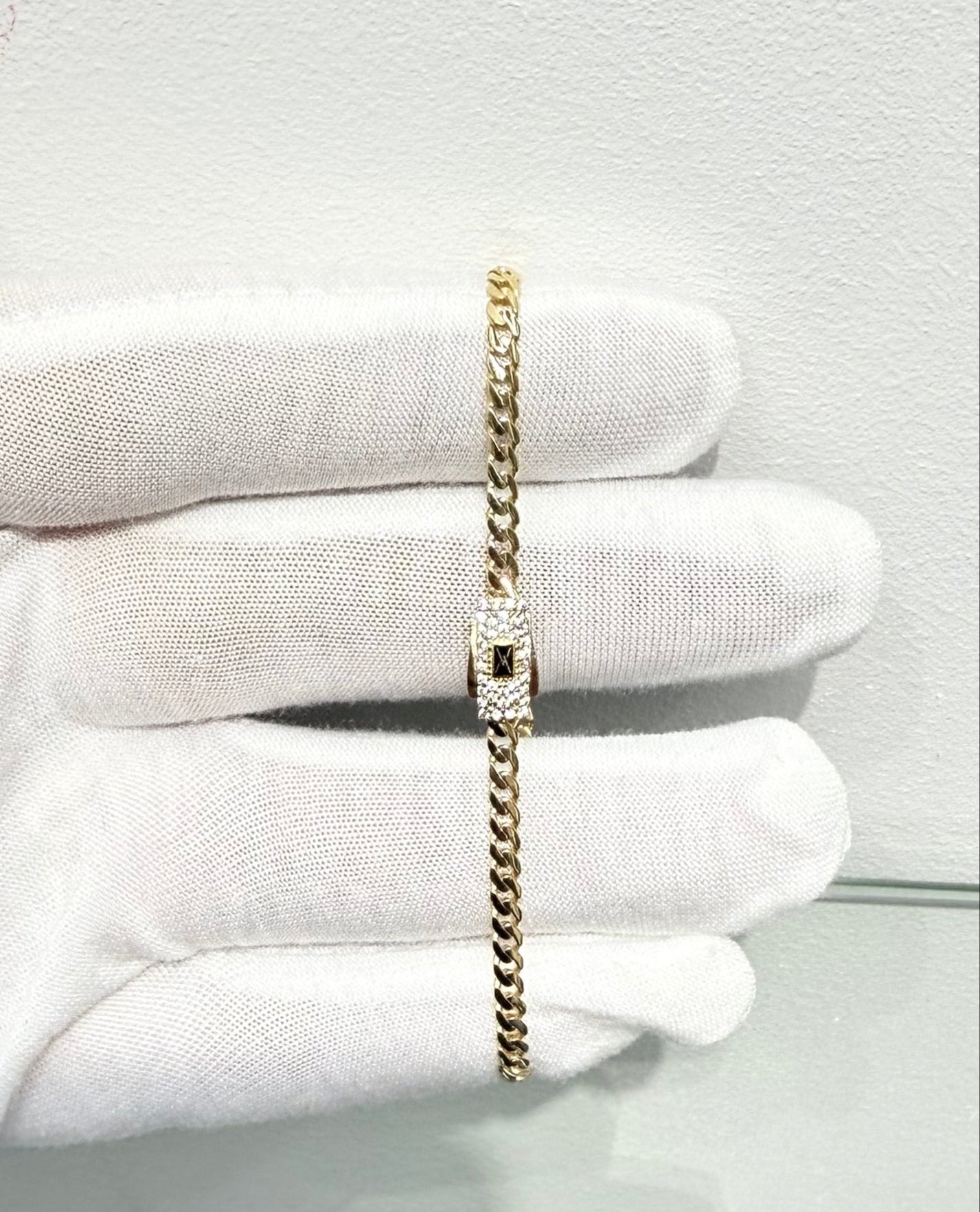 979- 14K Thin Monaco Style Bracelet (3.3mm) W.G