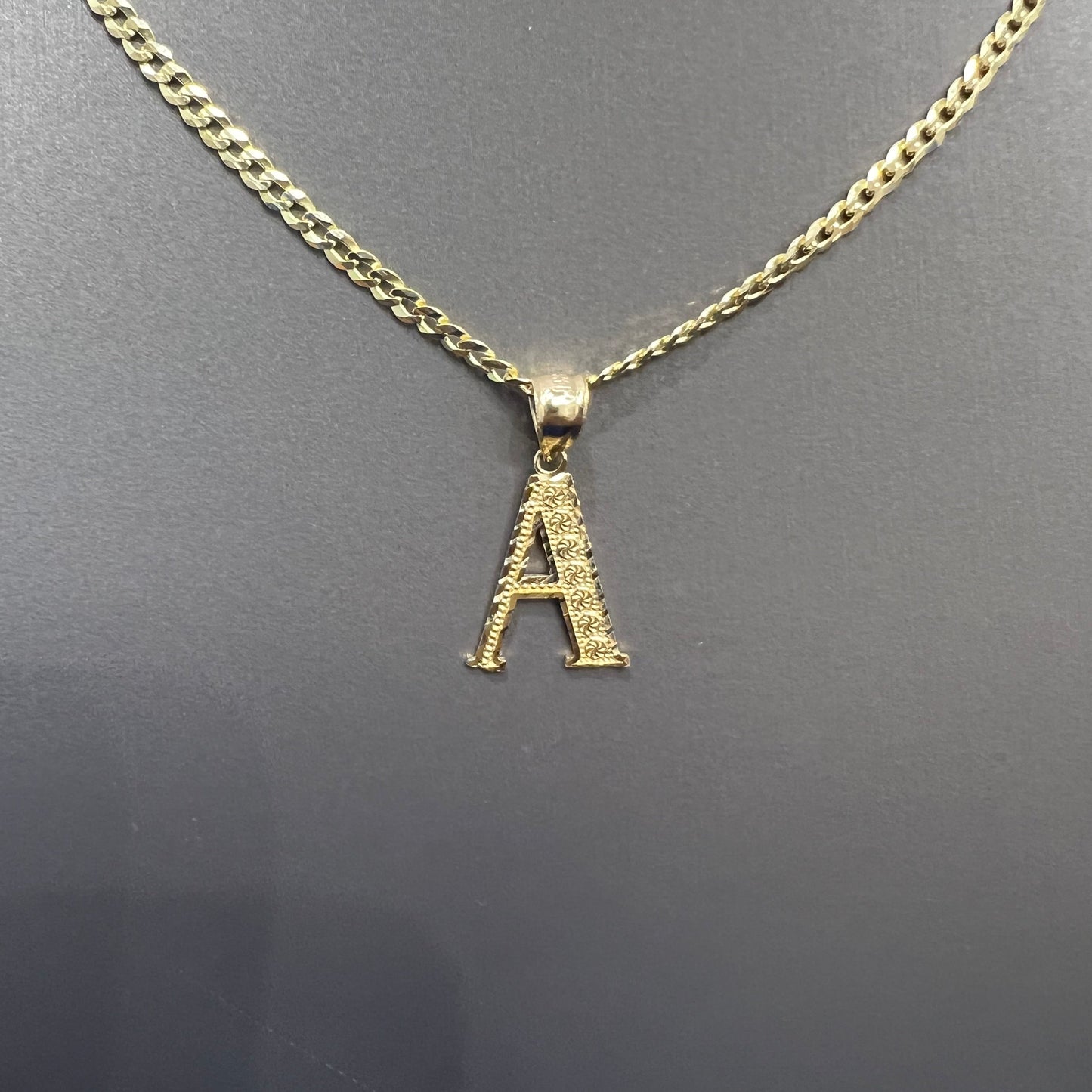1347- NEW 14K Small Letter A Initial Pendant W.G