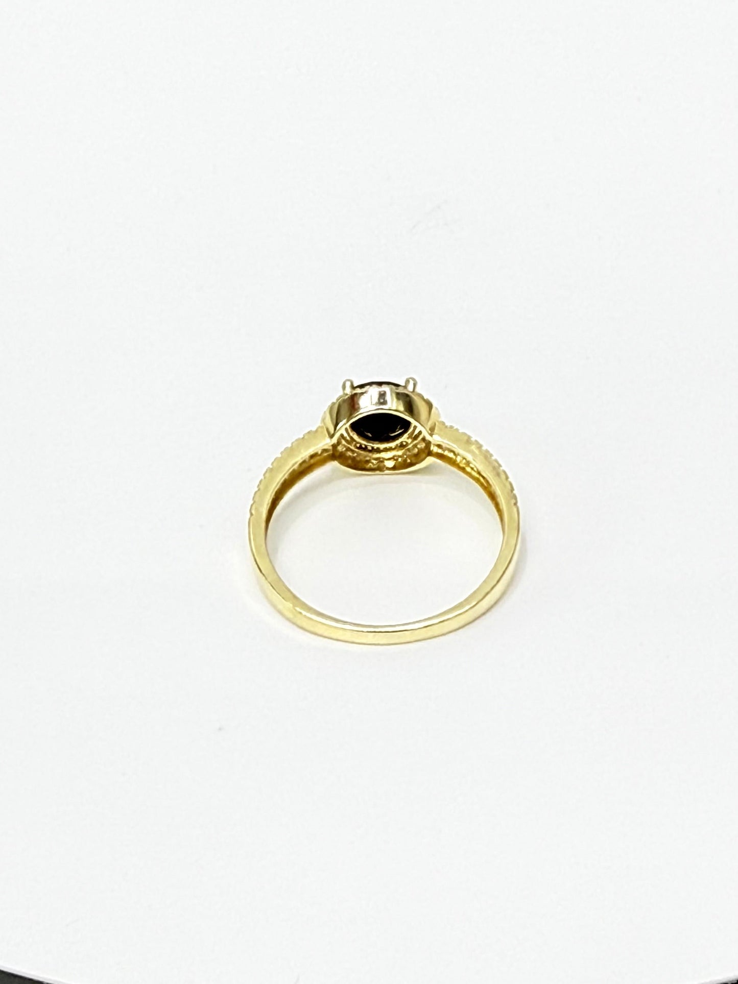 1599- NEW 14K Round Black Cz Stone Gold Ring W.G