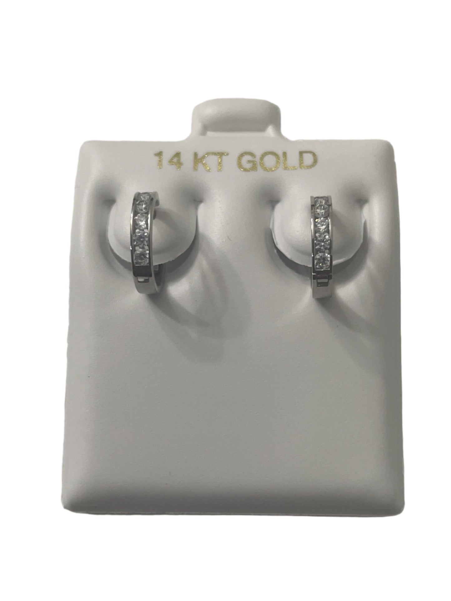 705- New 14k White Gold Small Hoops W.G