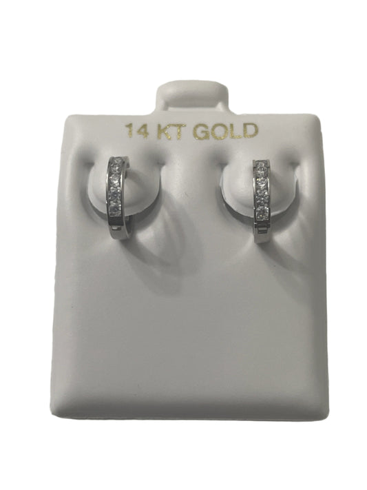 705- New 14k White Gold Small Hoops W.G