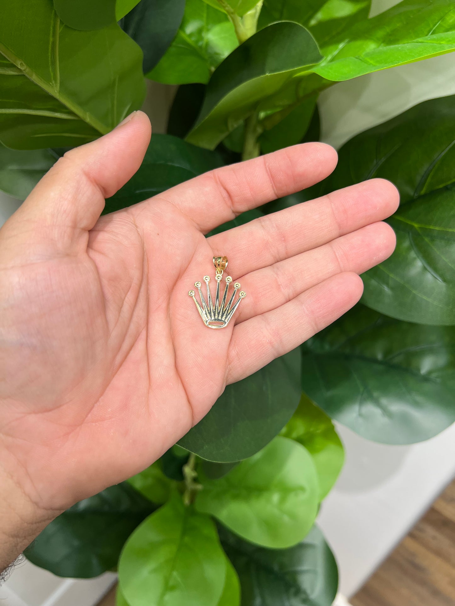 1317- NEW 10K Rolex Crown Gold Pendant W.G