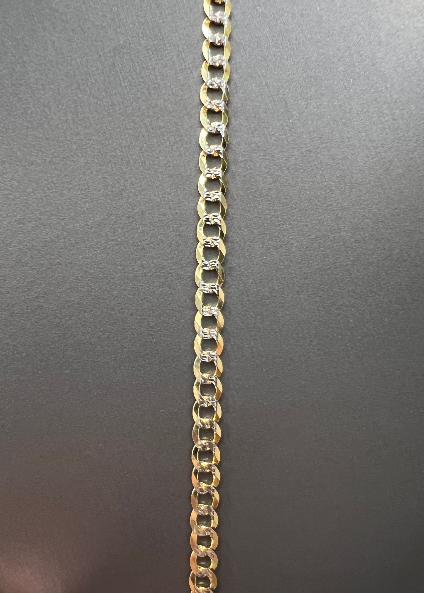 1263- 10K Solid Flat Cuban Curb Two Tone Chain (4.7mm) W.G