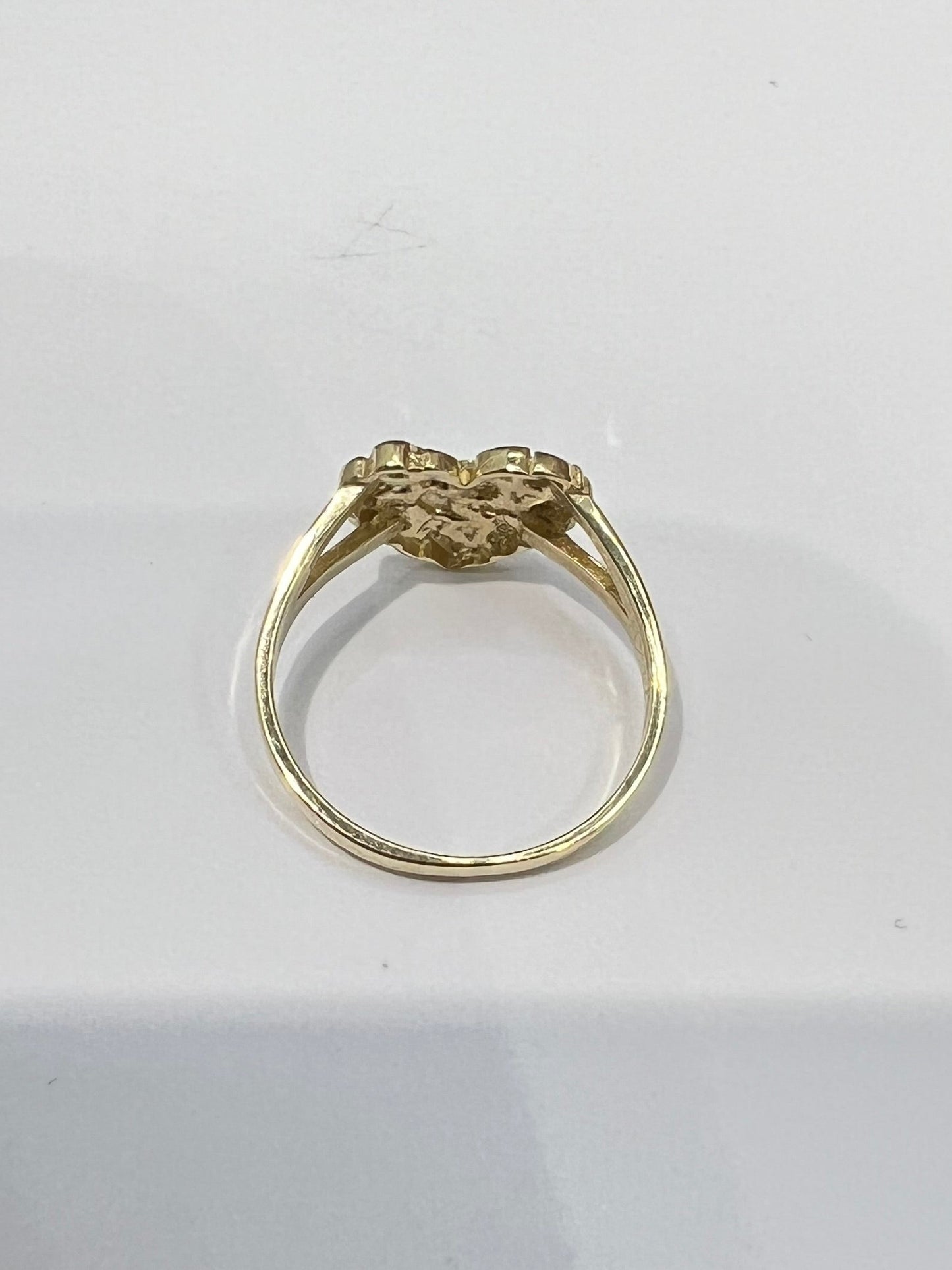 1277- NEW 14K Small Heart Nugget Ring W.G