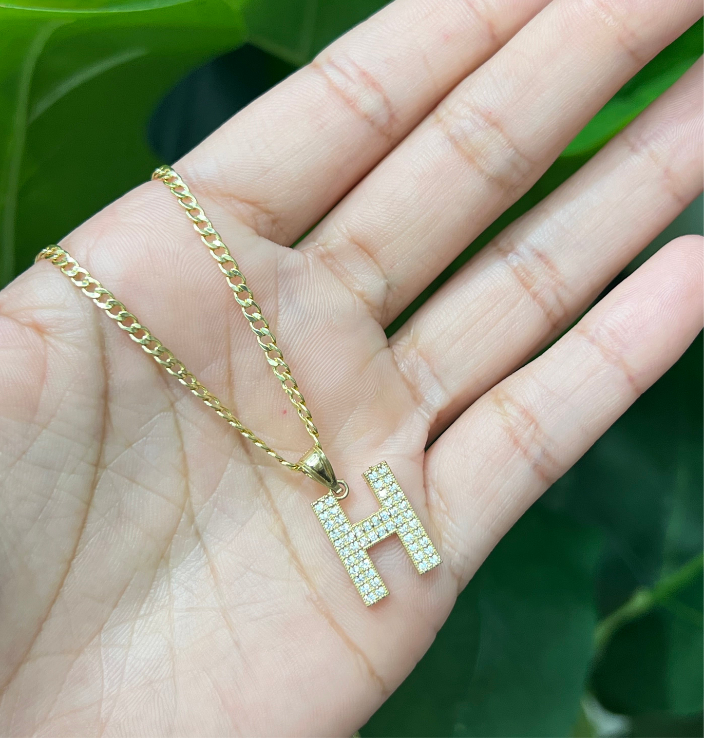 369- NEW 14K Letter “H” Full Cz Gold Pendant W.G