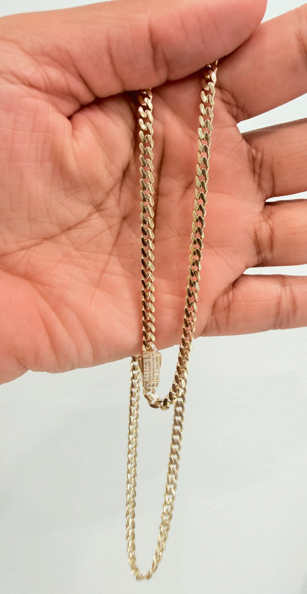 1720- NEW 10K Hollow Cuban Curb w/ Cz Lock 22” (4mm) W.G