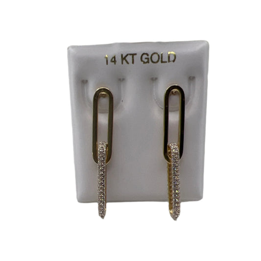 645- NEW 14K Paper Clip Two Link Dangling Earrings W.G