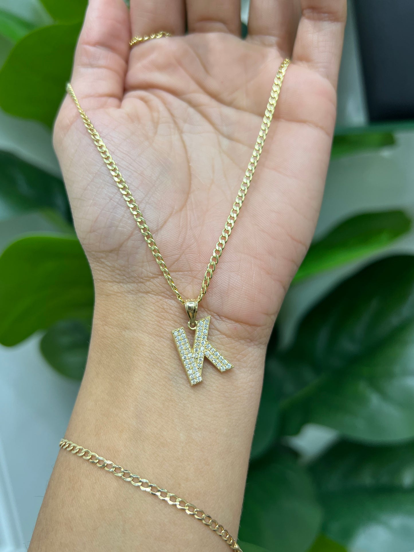 664- NEW 14K Letter “K” Shiny Pendant W.G