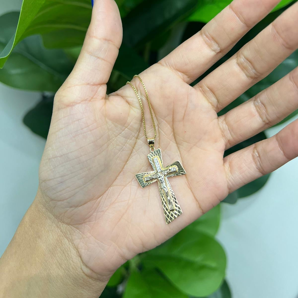 784- NEW 14K Light Weight Crucifix Pendant (35x24mm) W.G