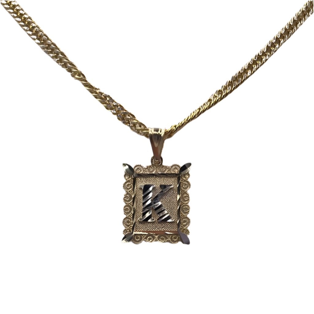 00122- NEW Letter “K” Square Pendant Only(W.G)