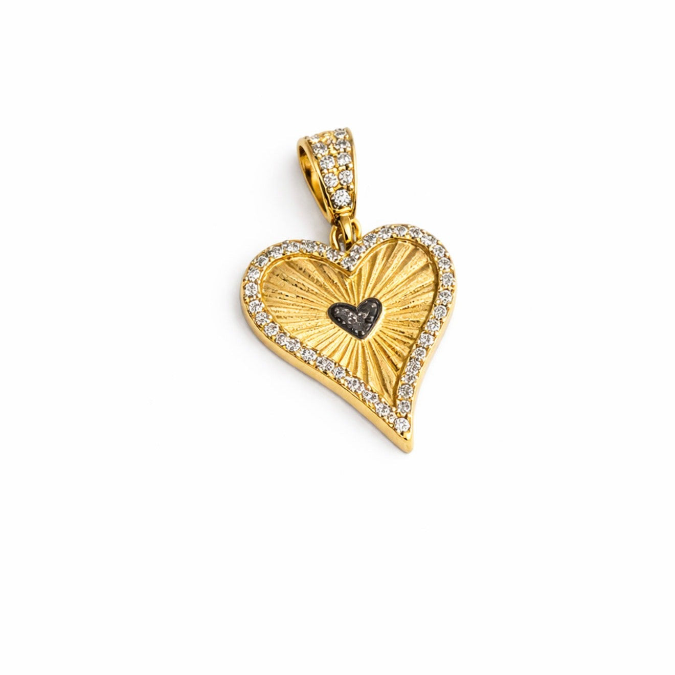 1502- NEW 14K Gold Heart Charm Pendant W.G