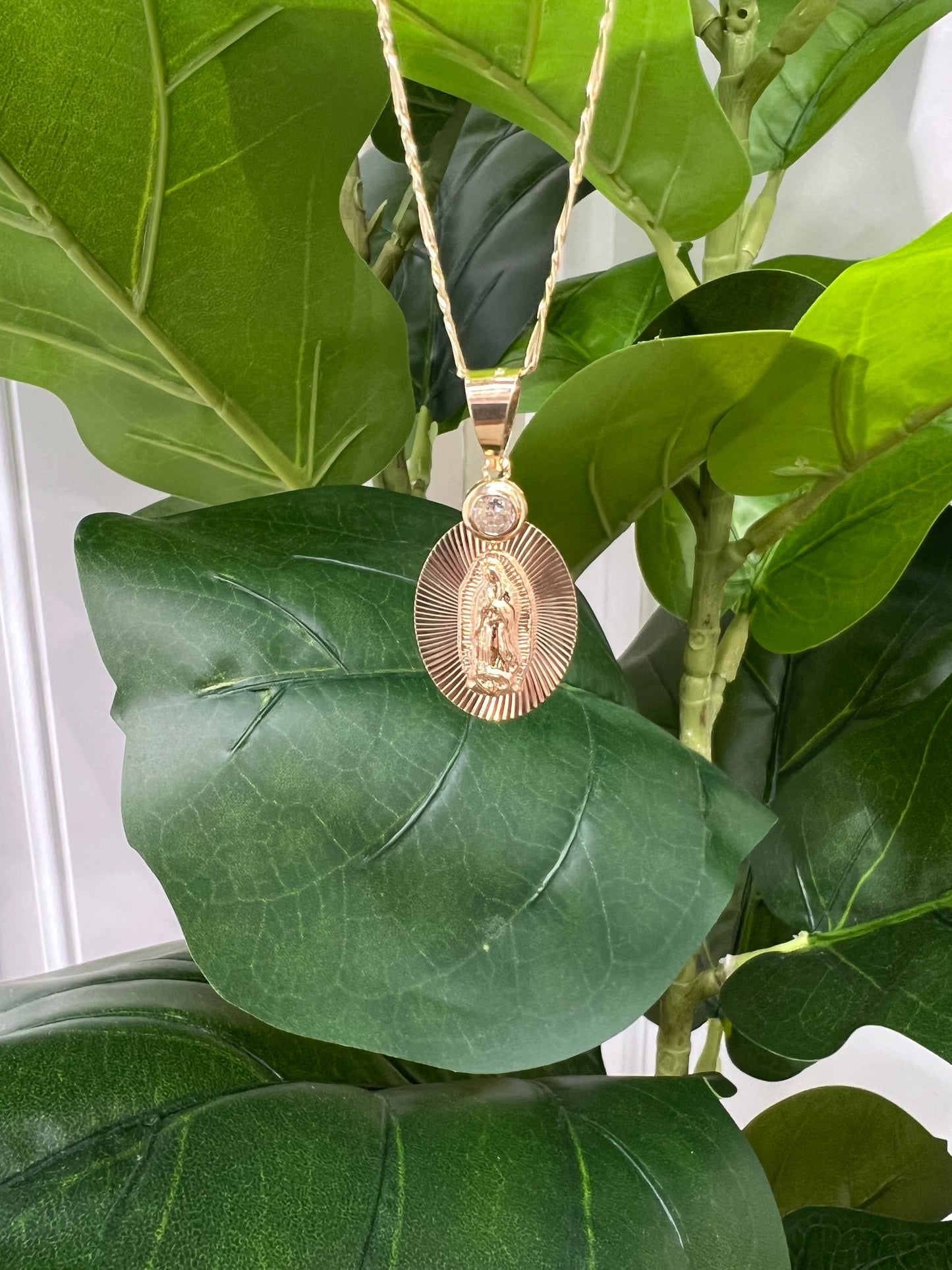 1259-NEW 14K Our Lady of Guadalupe Pendant W.G