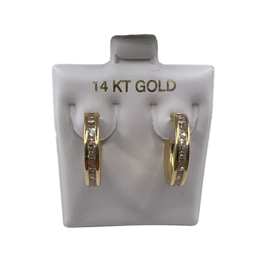 647- Hoop Earrings With White Stones (16x3.1mm) W.G