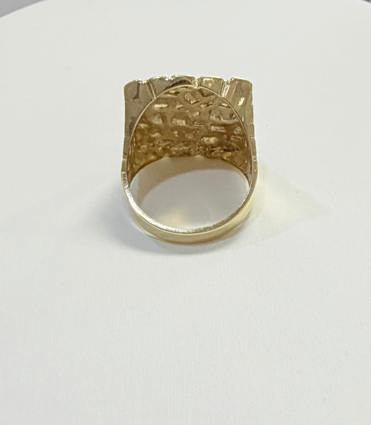 1698- NEW 10K Square Nugget Men Ring W.G