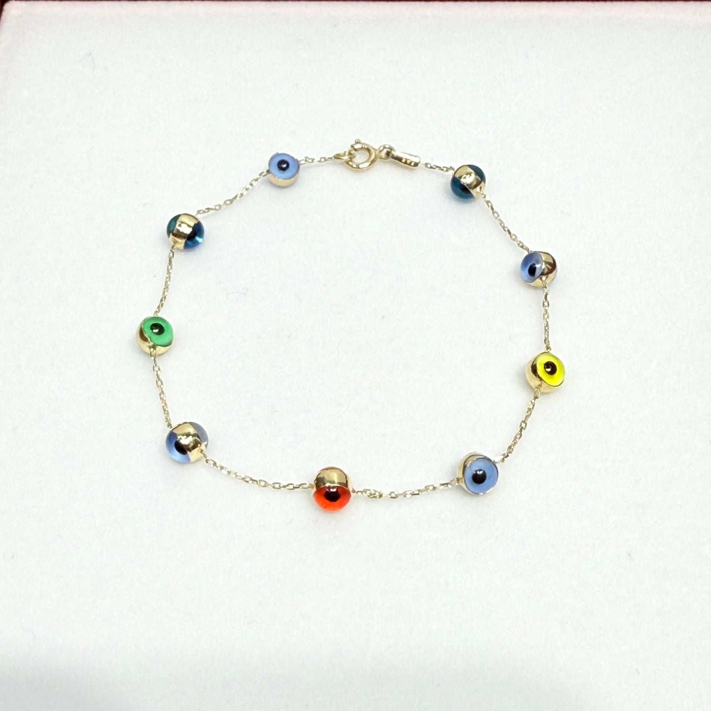 1155- NEW 14K Multi Color Evil Eye Bracelet W.G