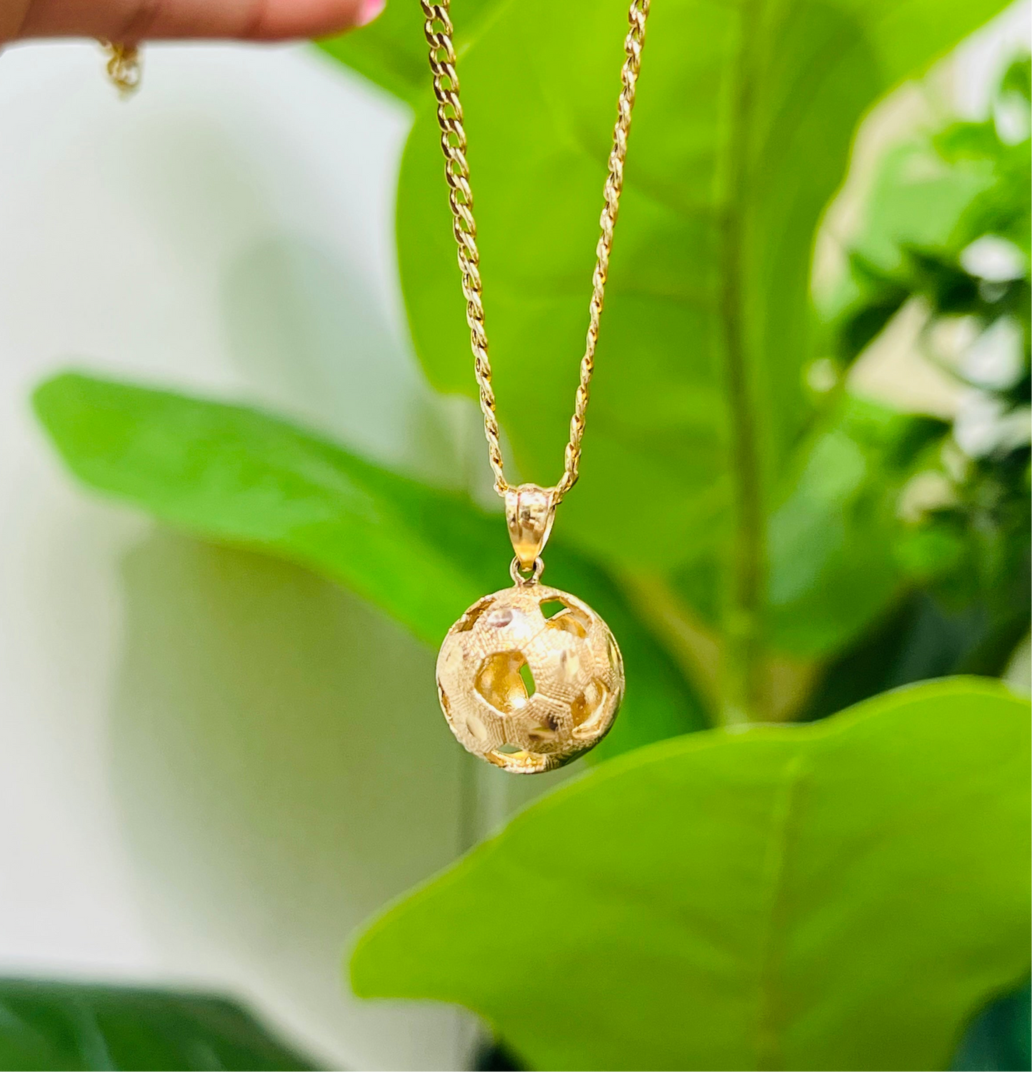 708- NEW 14K Soccer Ball Pendant W.G