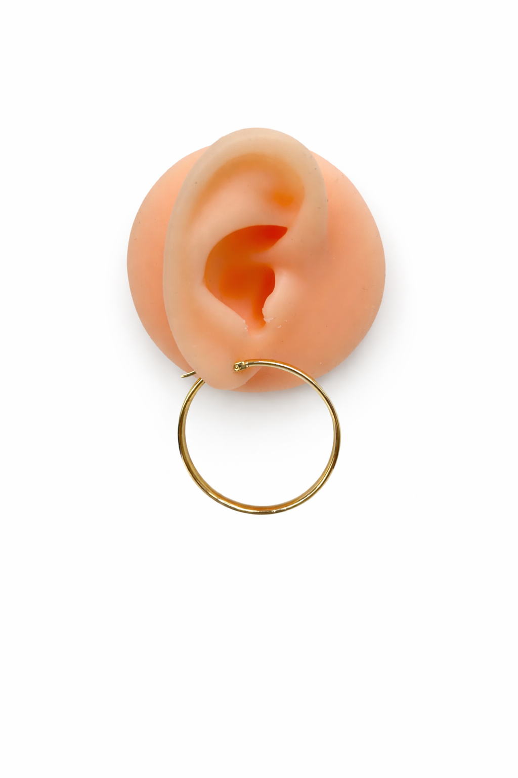 1287-NEW 14K Hollow Hoop Earrings (37MM) W.G