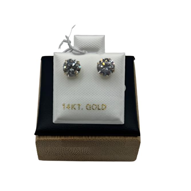 00182- Pendientes de botón de oro amarillo de 14 quilates de 6 mm