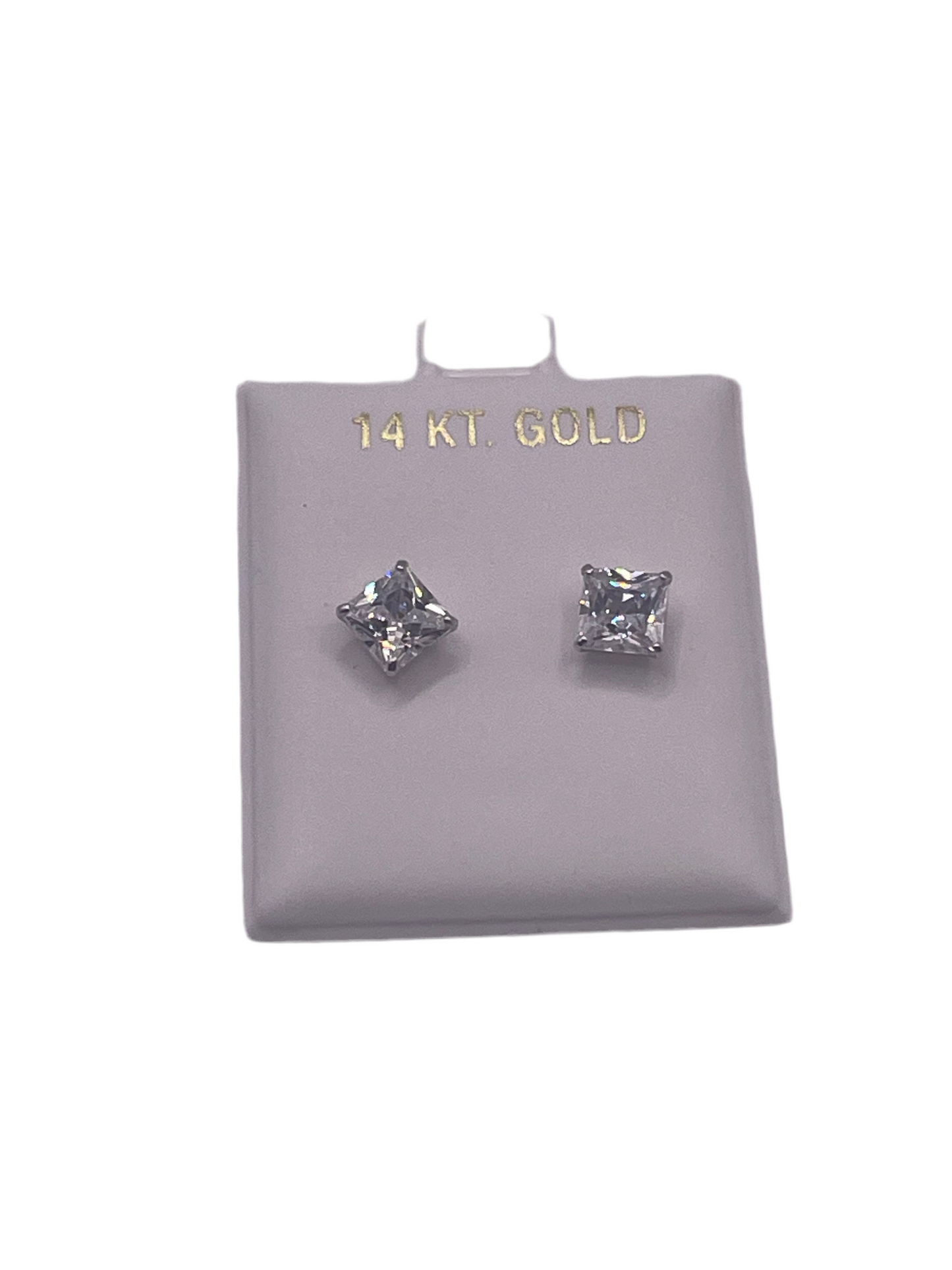581- 14K White Gold Square Studs (6mm) W.G