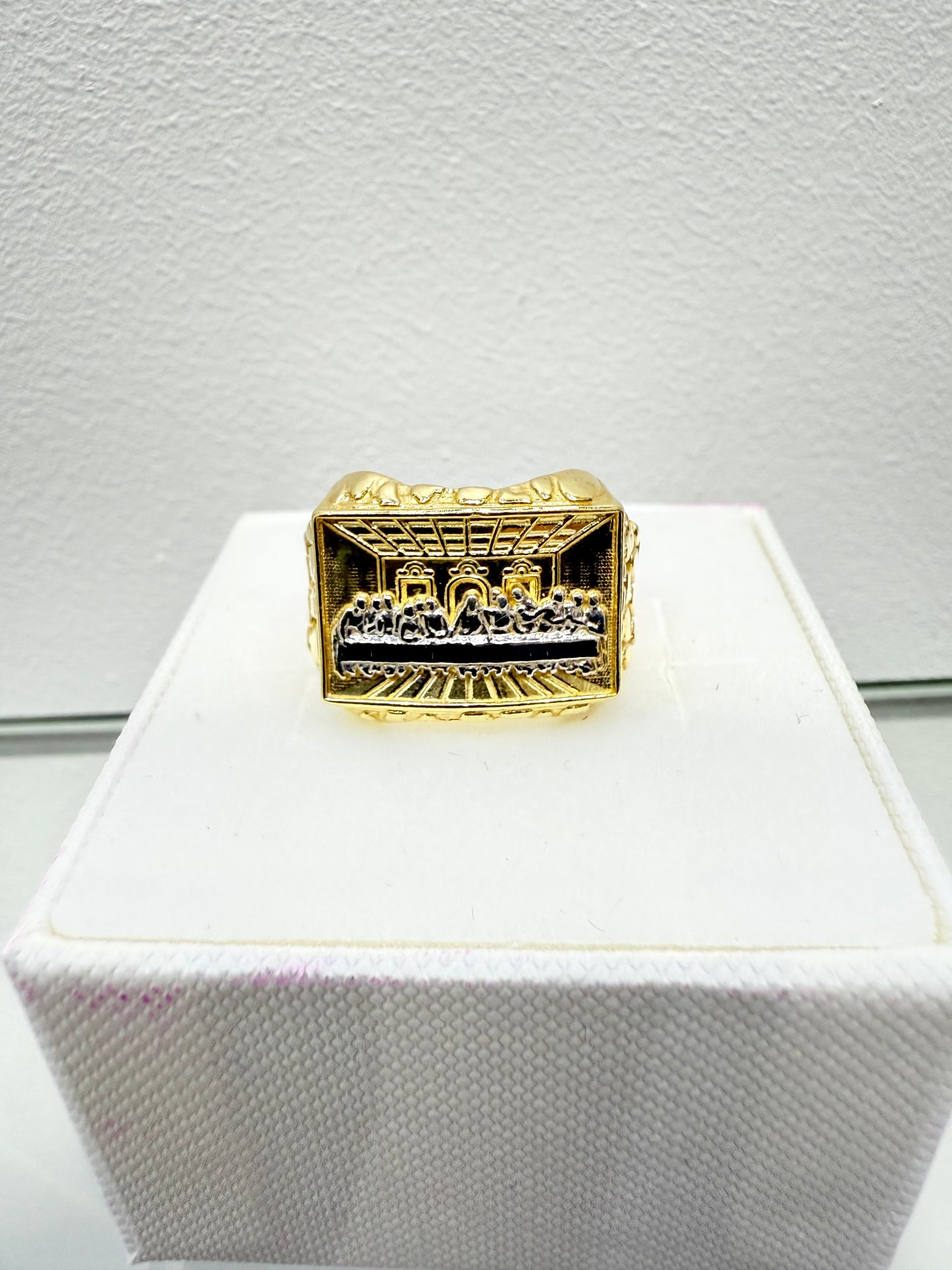 1048- 14K The Last Supper Nugget Ring (W.G)