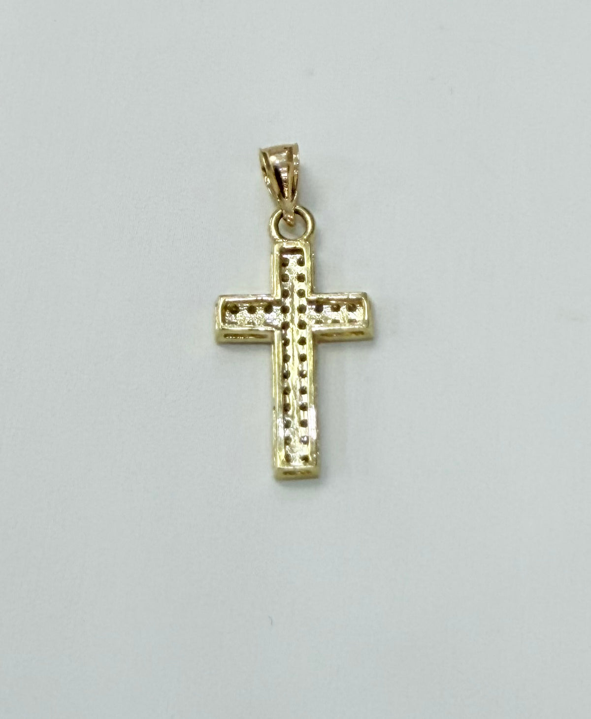 1733- NEW 10K Cz Cross Pendant W.G