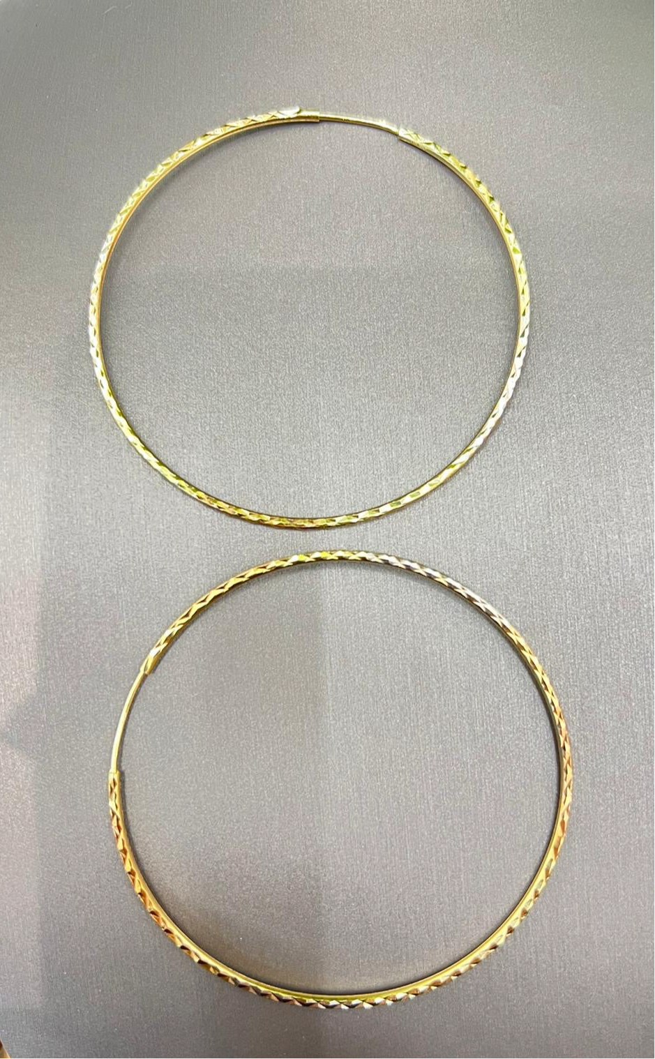 649- NEW 14K Thin Hoop Earrings (60x1.5mm) W.G
