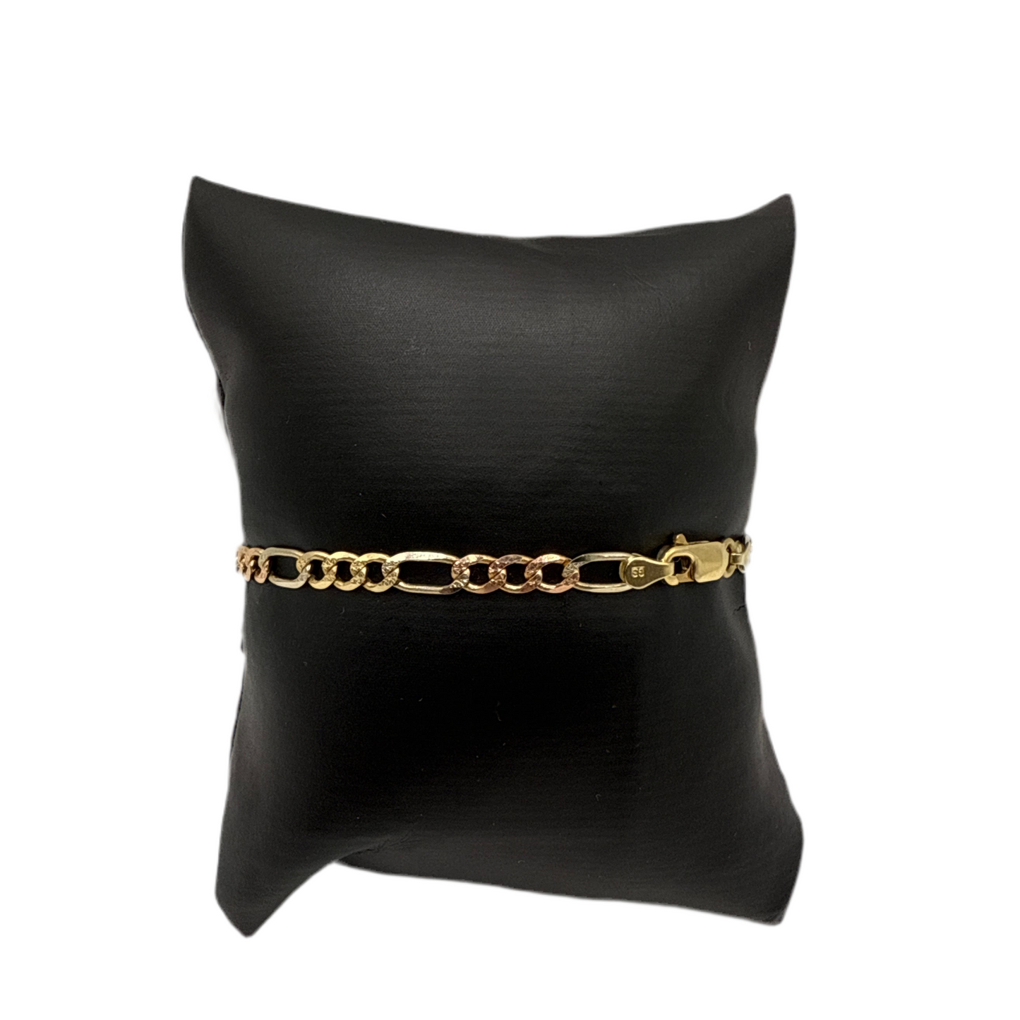 278- NEW 14K solid Two tone Gold Figaro Bracelet (4.50mm) W.G