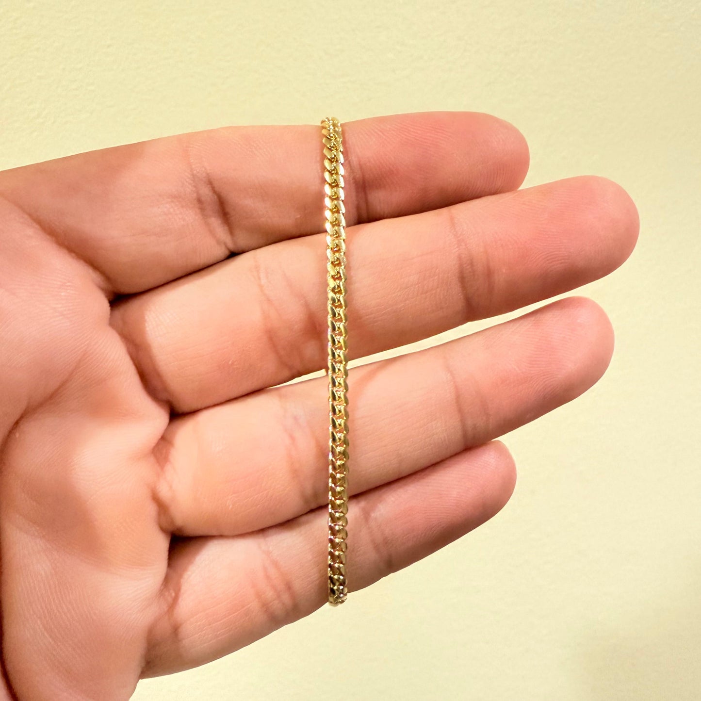 1169- NEW 14K Solid Miami Cuban Bracelet (3.3mm) 7" W.G
