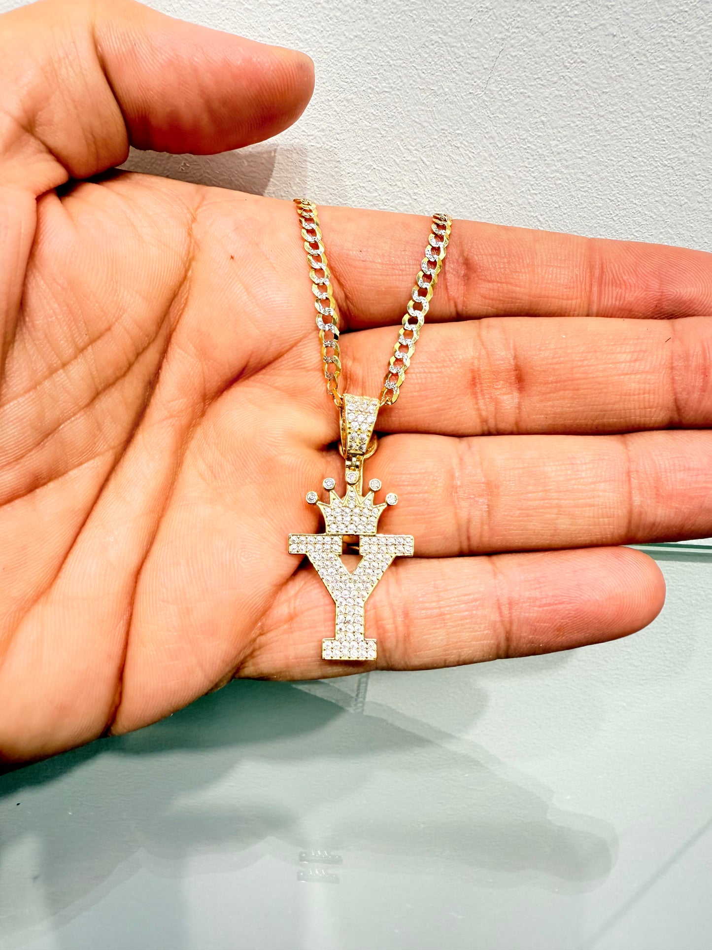 1024- NEW 14K Letter “Y” Pendant (W.G)