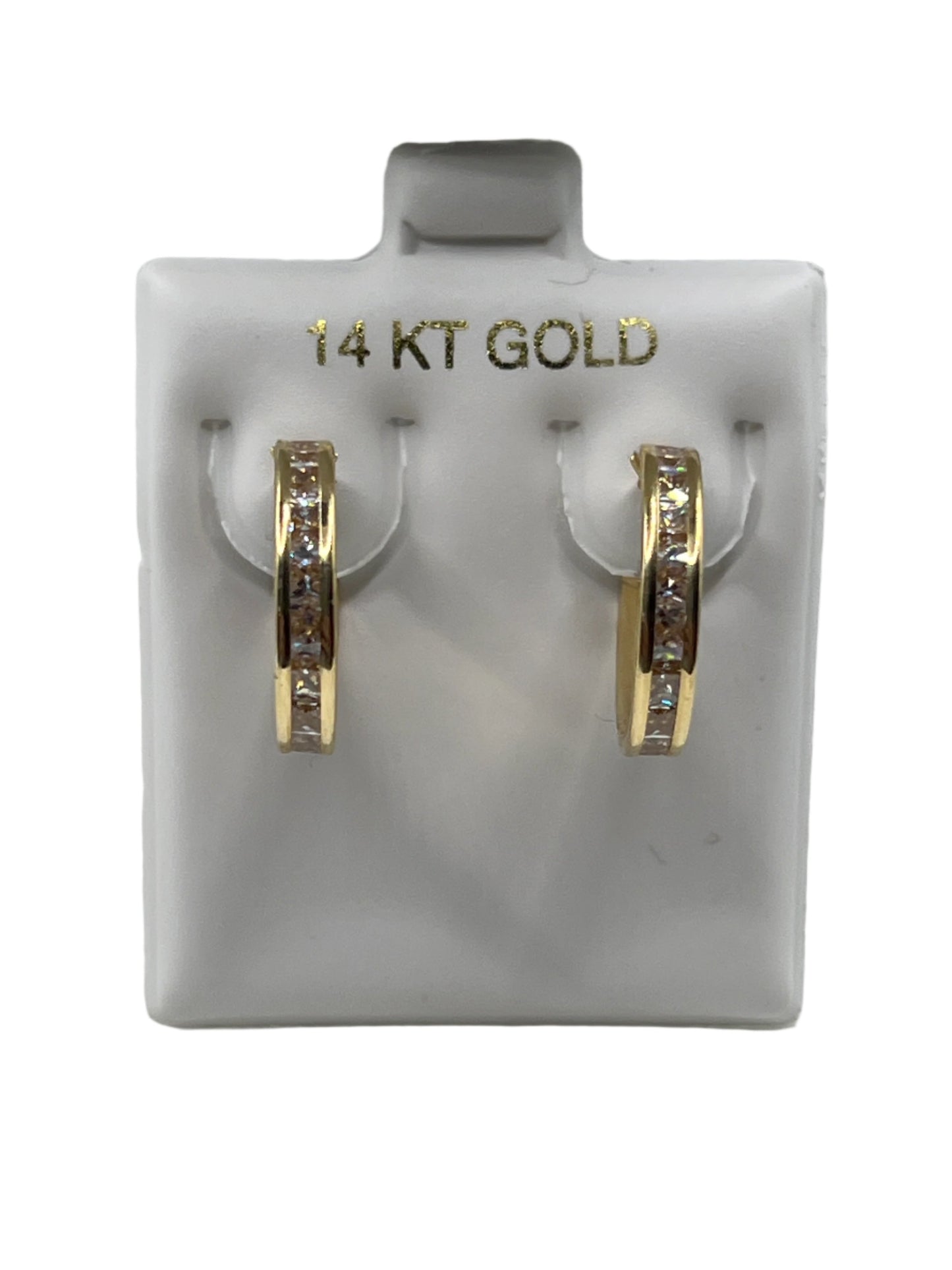 647- Hoop Earrings With White Stones (16x3.1mm) W.G