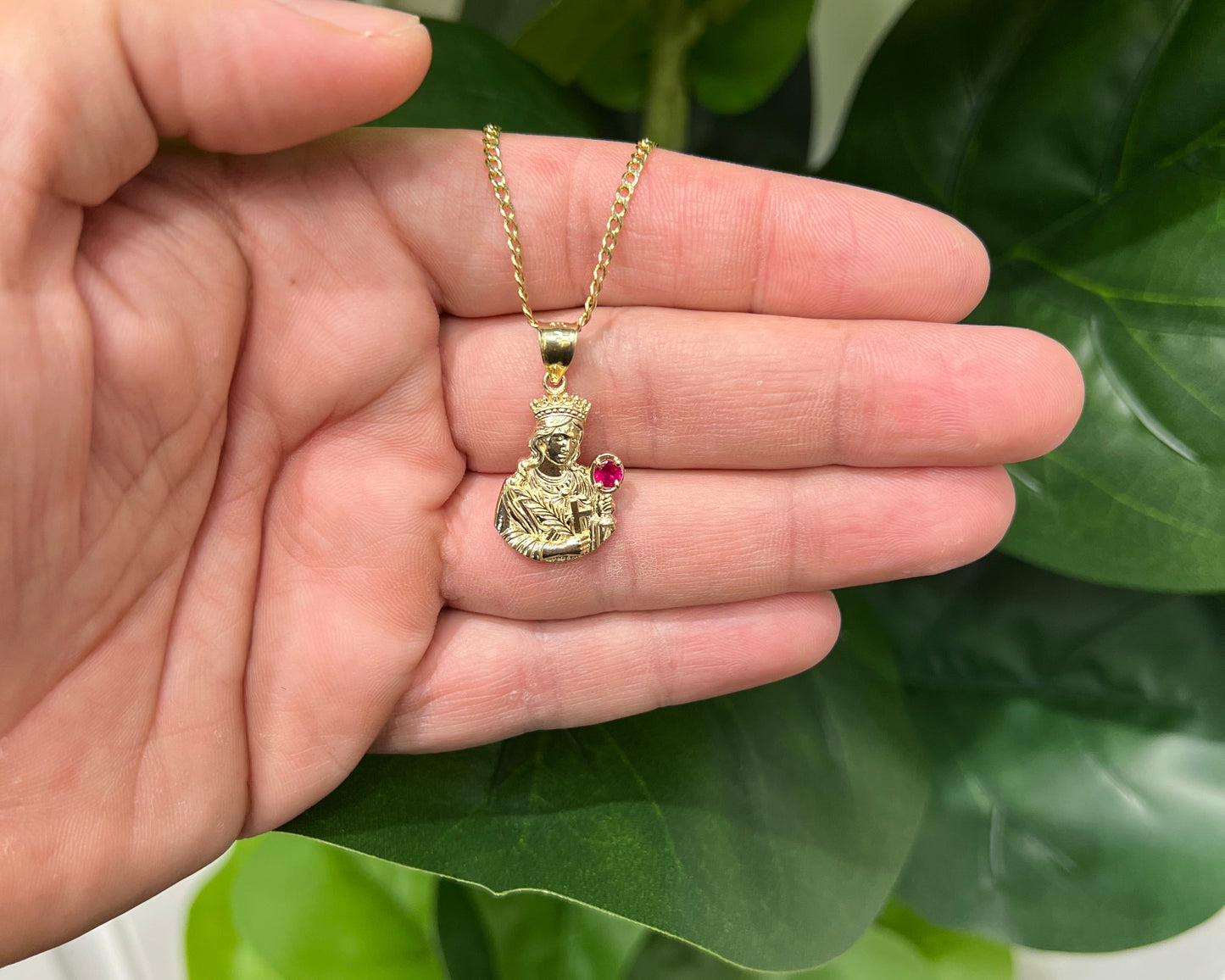 1303- NEW 10K Gold Saint Barbara Pendant W.G