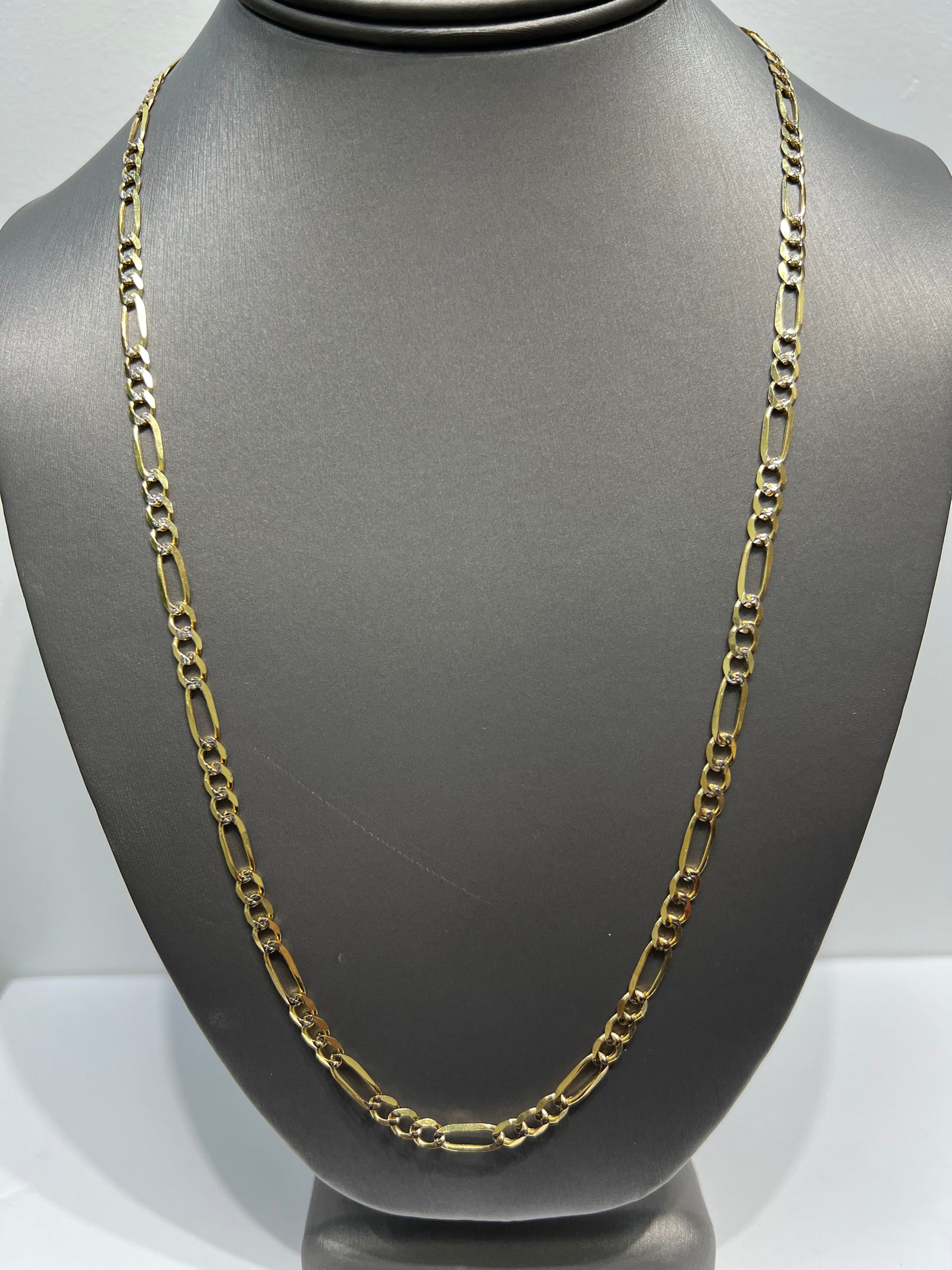 1184- NEW 14K Solid Two Tone Figaro Chain (4.65mm) W.G