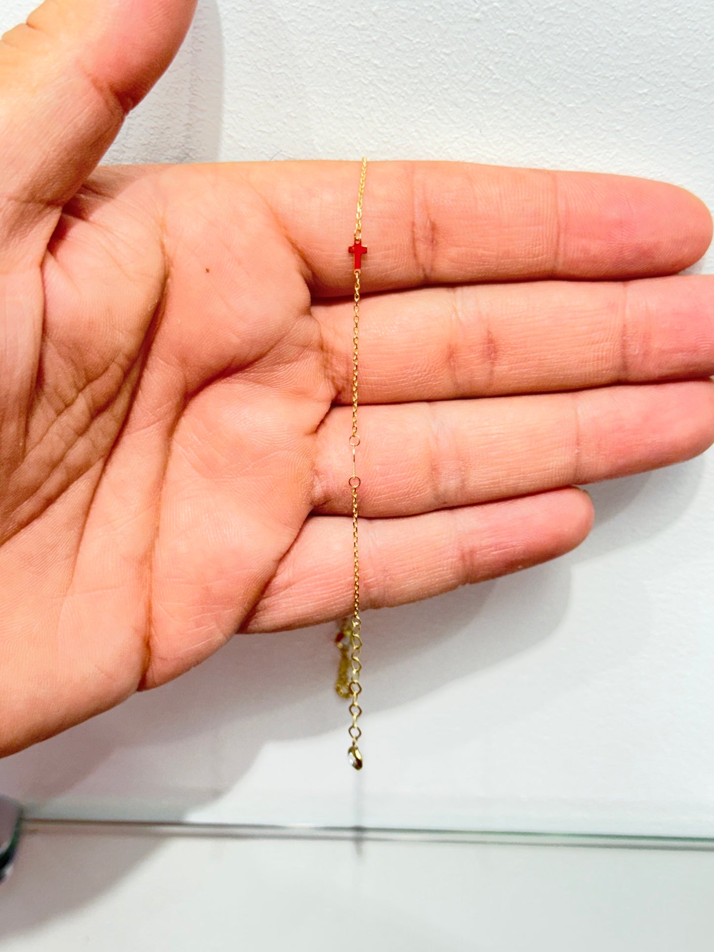 993-14k Cross Anklet Bracelet (W.G)