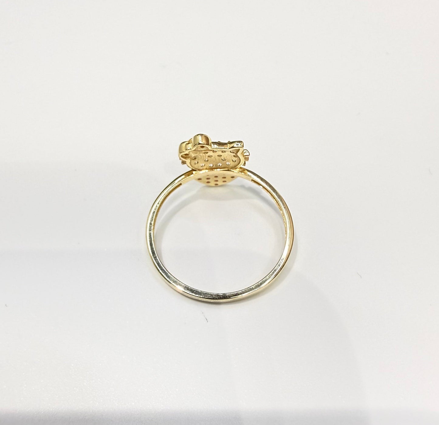 1580- NEW 14K Full Cz Hello Kitty Ring W.G