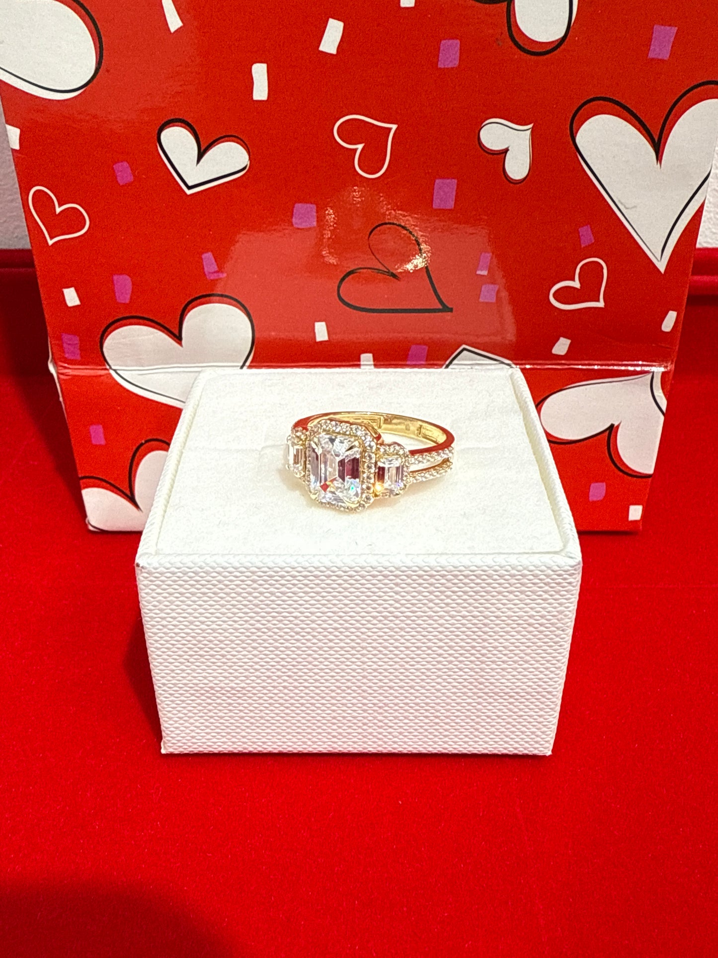 938- NEW 14K Big Cz Square Wedding Ring W.G