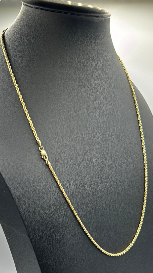 339-NEW 14k Gold Hollow Rope Chain (1.85mm).W.G
