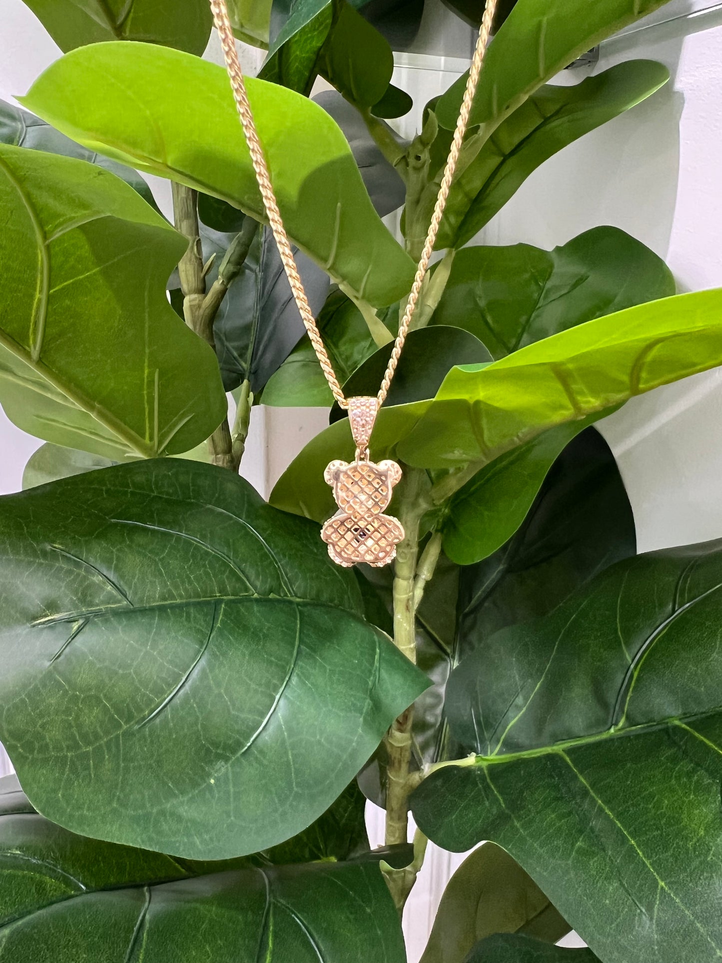 1215- NEW 14K Teddy Bear Gold Pendant W.G