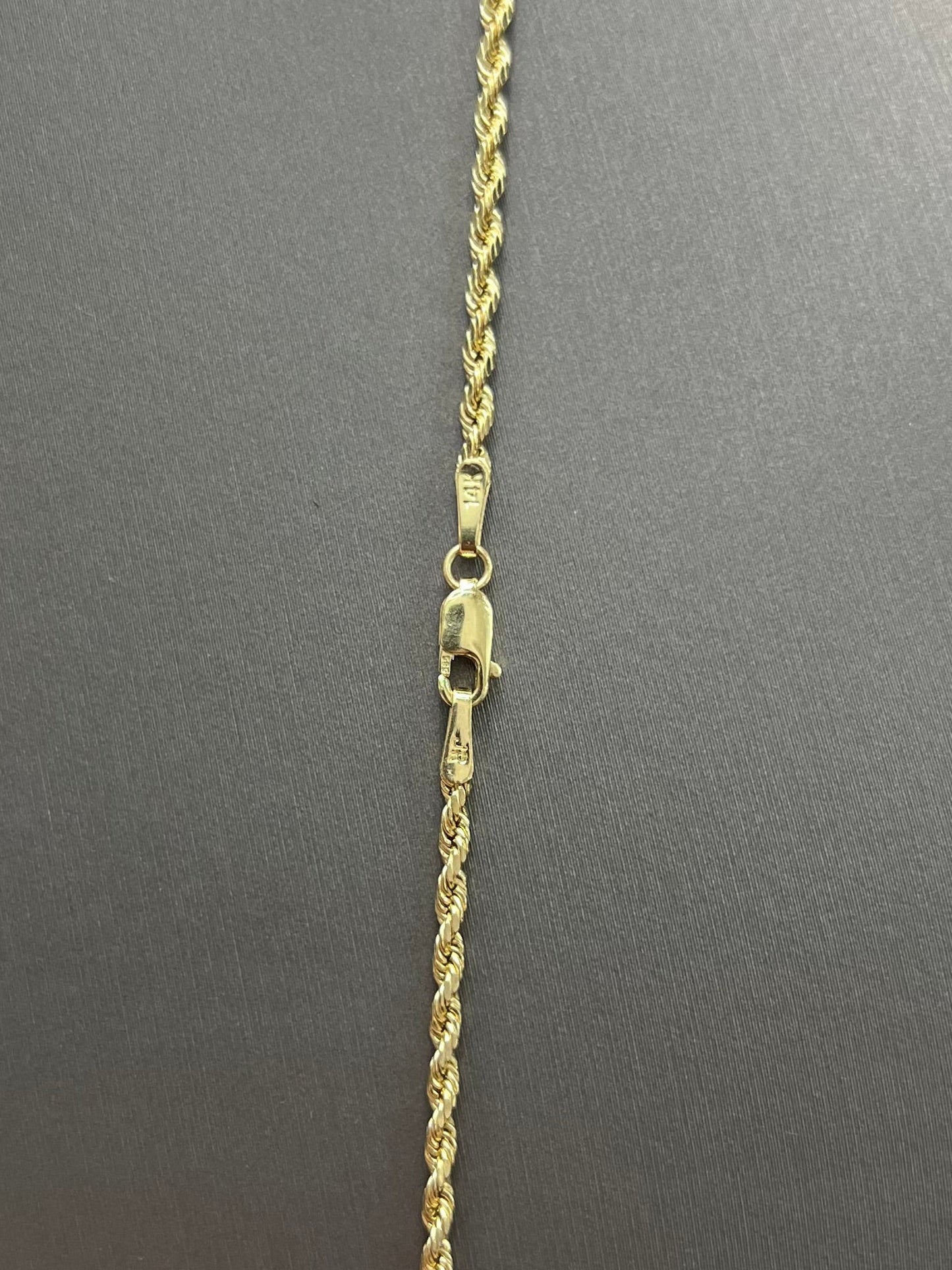 1191- NEW 14k Hollow Yellow Gold Rope Chain 20” (2mm) & Dominican Rep Pendant Set W.G